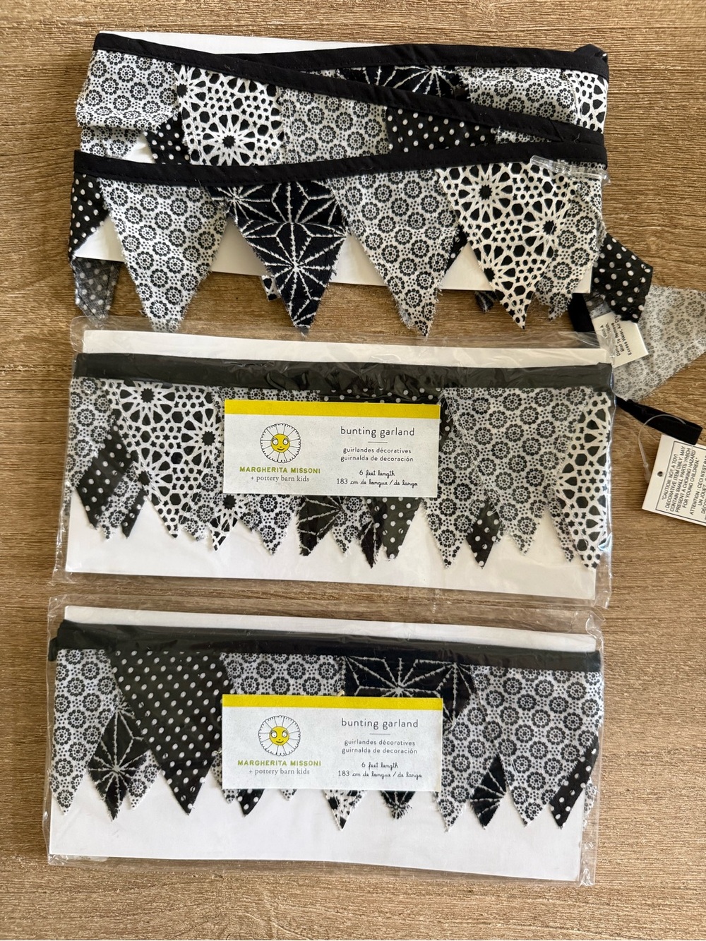 Pottery Barn Kids Black & White Patterned Bunting Garland